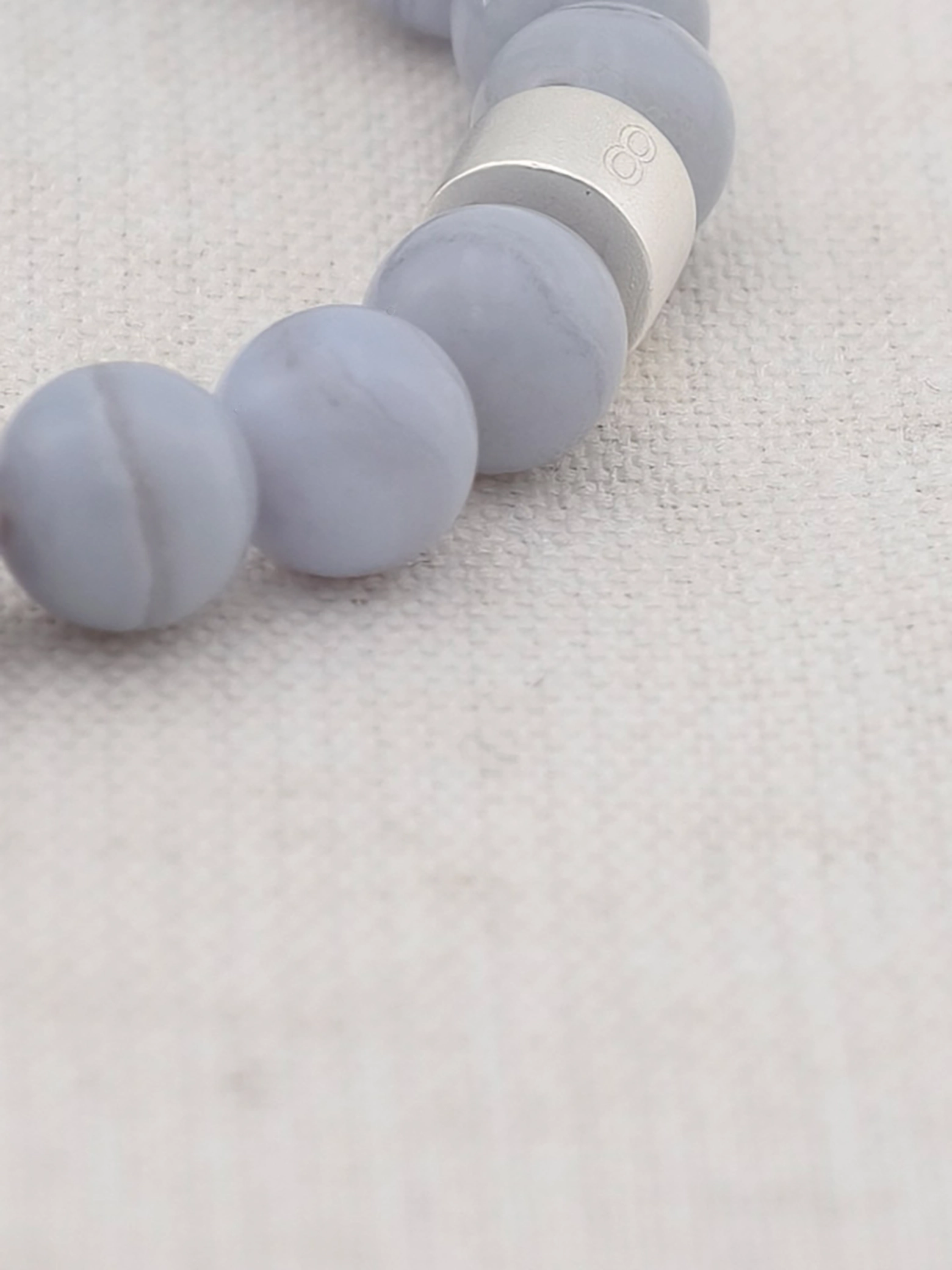 Blue Lace Agate Energy Bracelet with 925 Silver Tubes