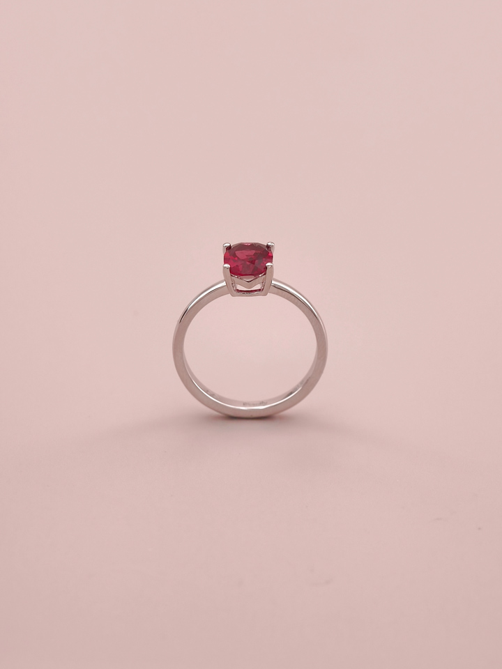 Natural Pyrope Garnet 6x8mm Oval Solitaire 4-Prong Ring S925