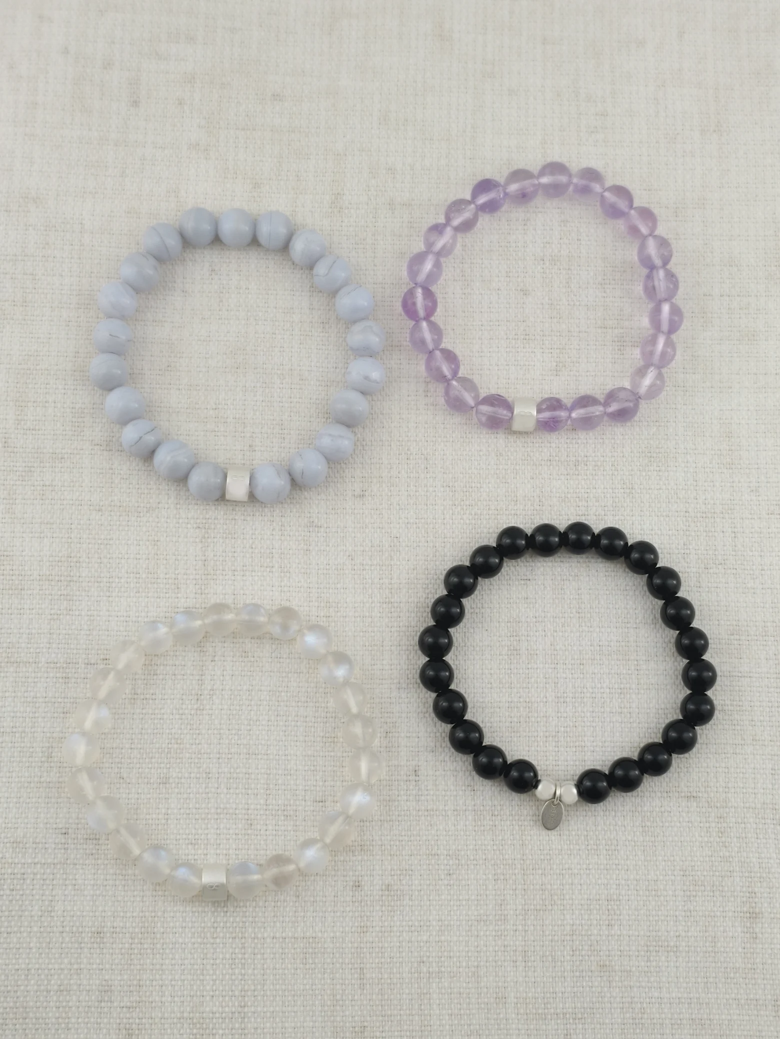 Ruhe & Stabilität Edelstein Armband-Set mit 925 Silber