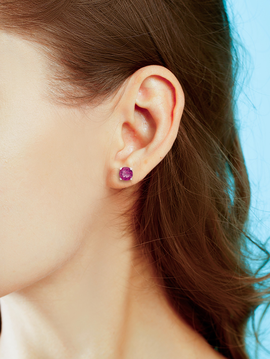 Natural Pink Topaz 4-Prong Solitaire S925 Stud Earrings