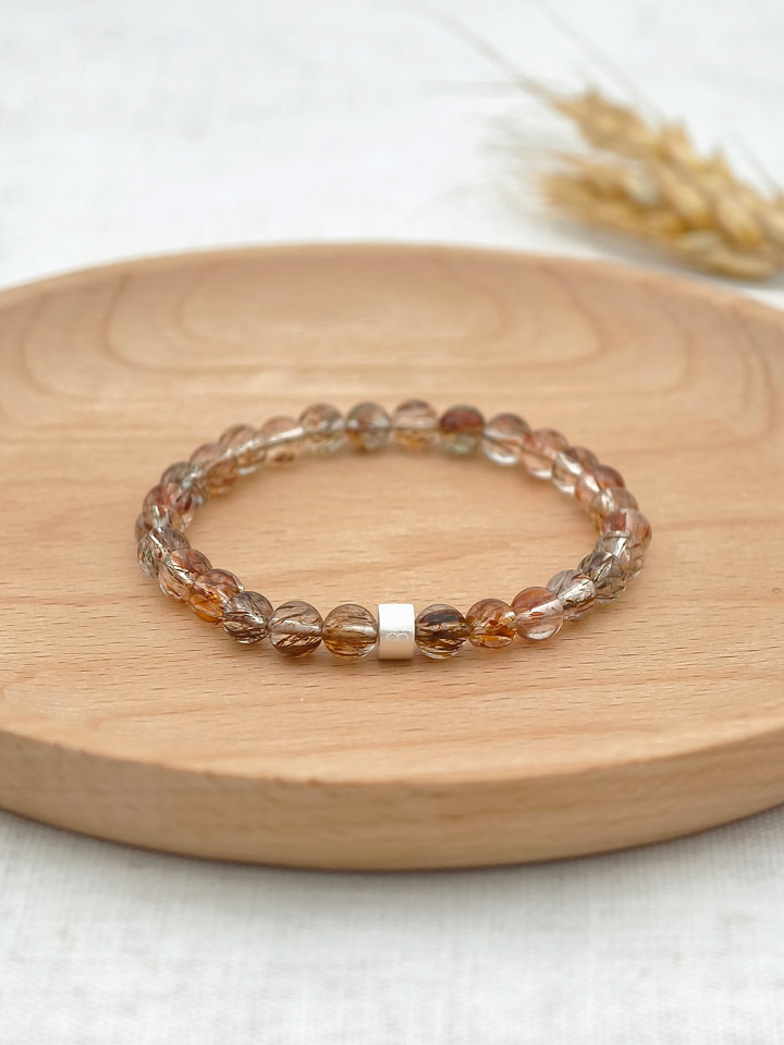 Super Seven Energy Bracelet with 925 Silver Tubes