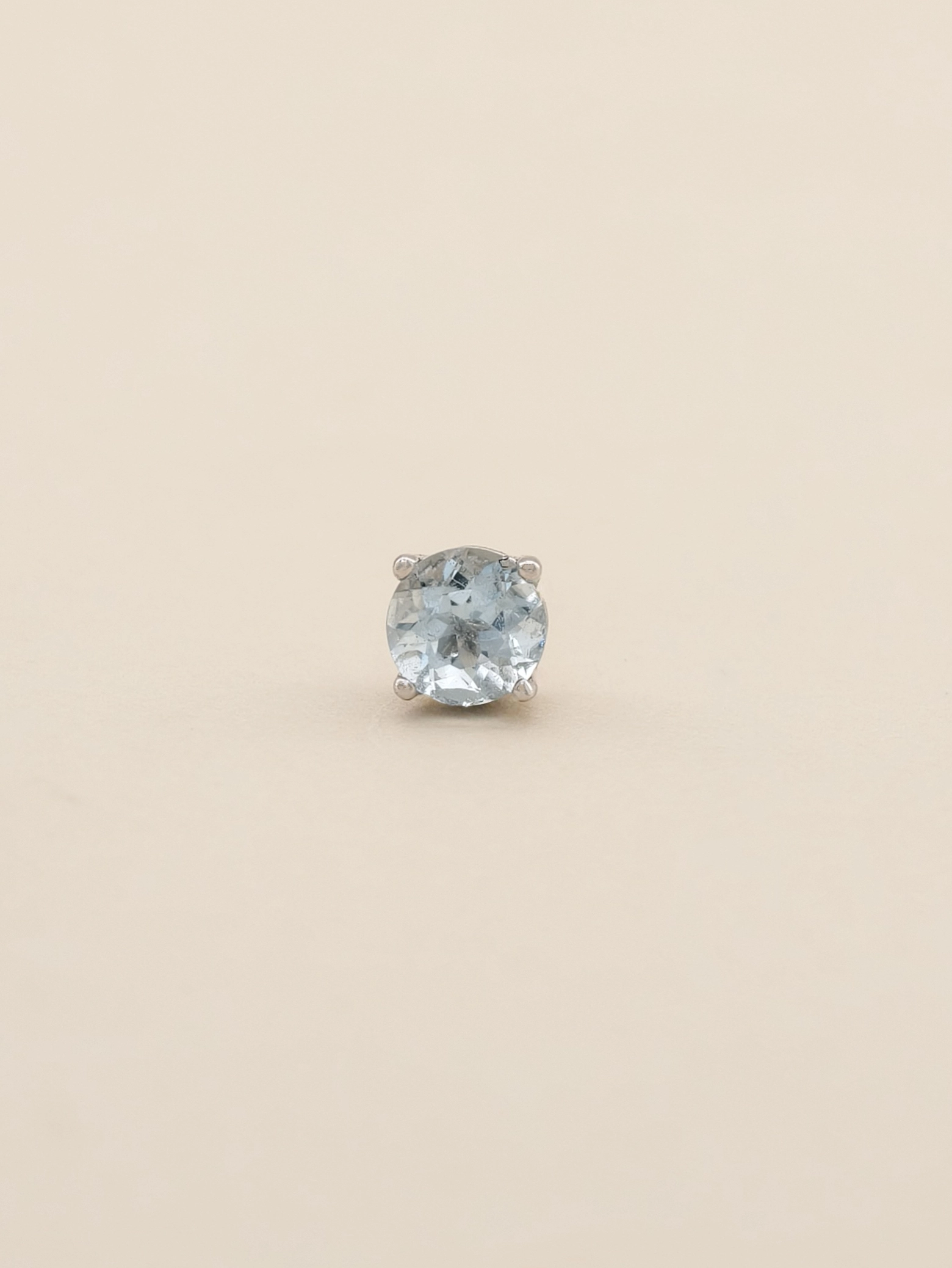 Natural Aquamarine 4-Prong Solitaire S925 Stud Earrings