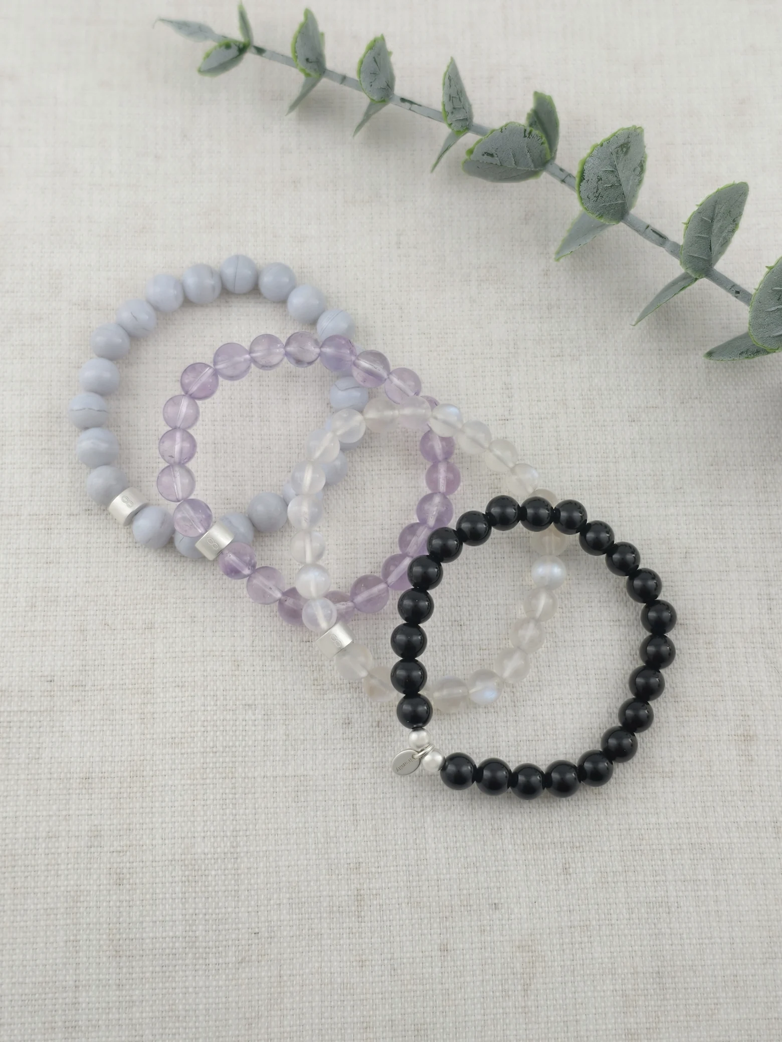 Ruhe & Stabilität Edelstein Armband-Set mit 925 Silber
