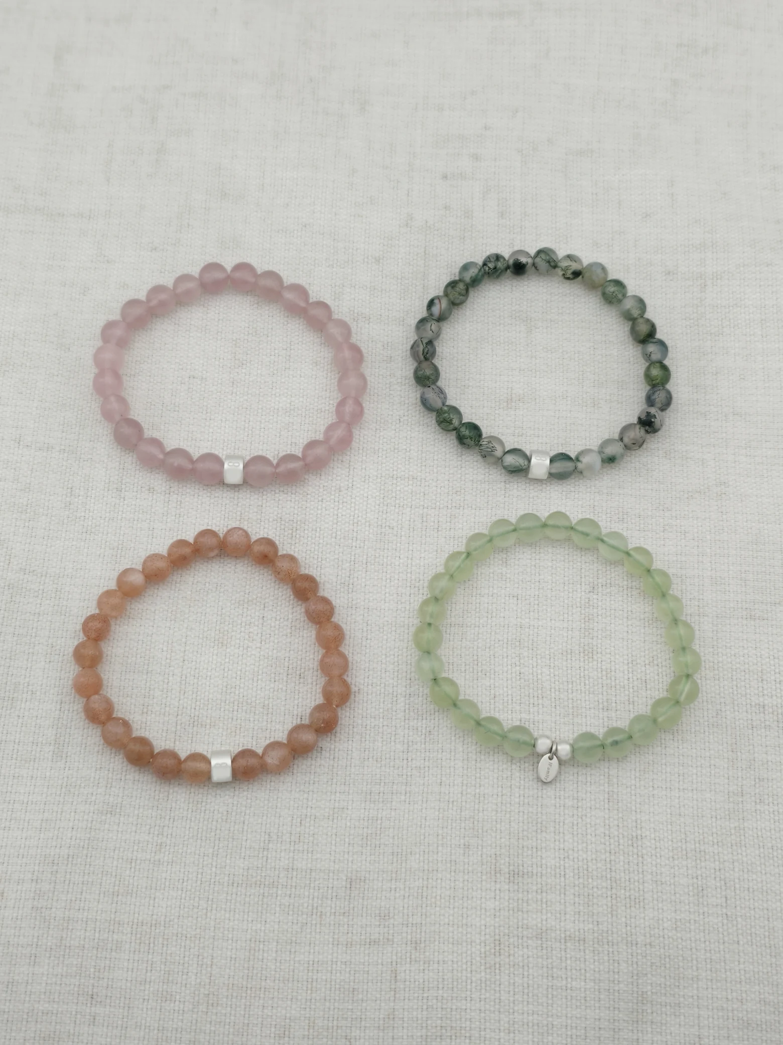 Taurus Zodiac Gemstone & 925 Silver Bracelet Stack