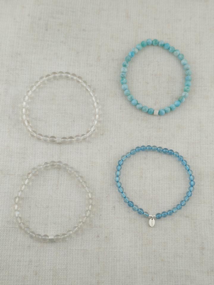 Ocean Heart Gemstone & 925 Silver Bracelet Stack