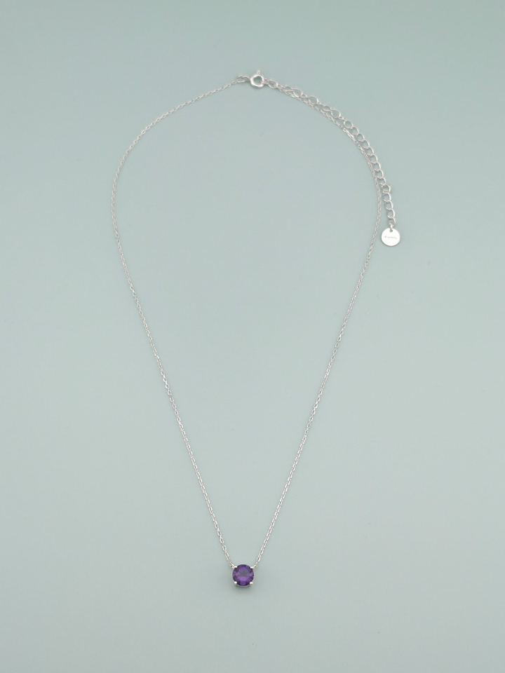 Collar Colgante Solitario Amatista Natural 4 Garras Plata 925