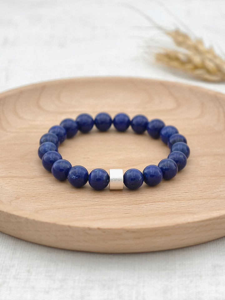 Lapis Lazuli Energy Bracelet with 925 Silver Tubes