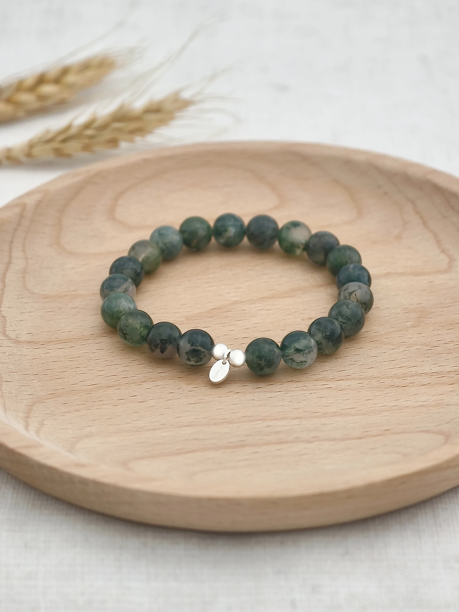 Moss Agate 925 Sterling Silver Energy Bracelet