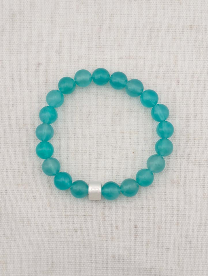 Bracelet Amazonite avec Tubes en Argent 925