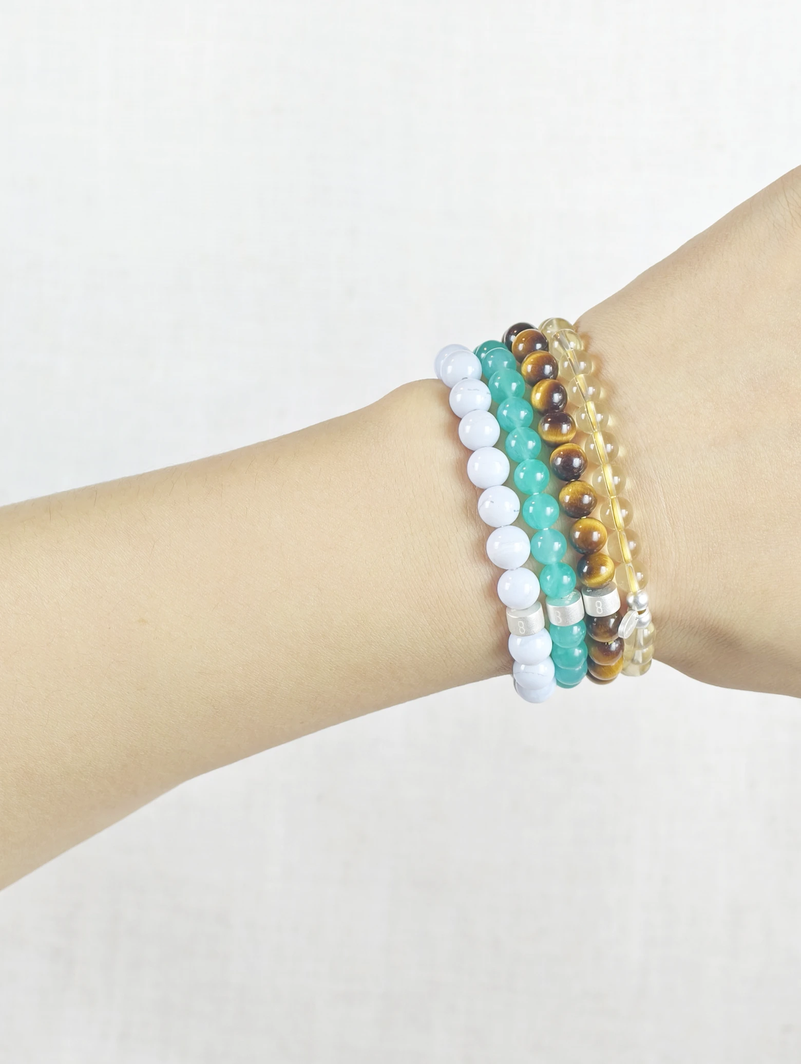 Zwillinge Edelstein 925 Silber Armband-Set