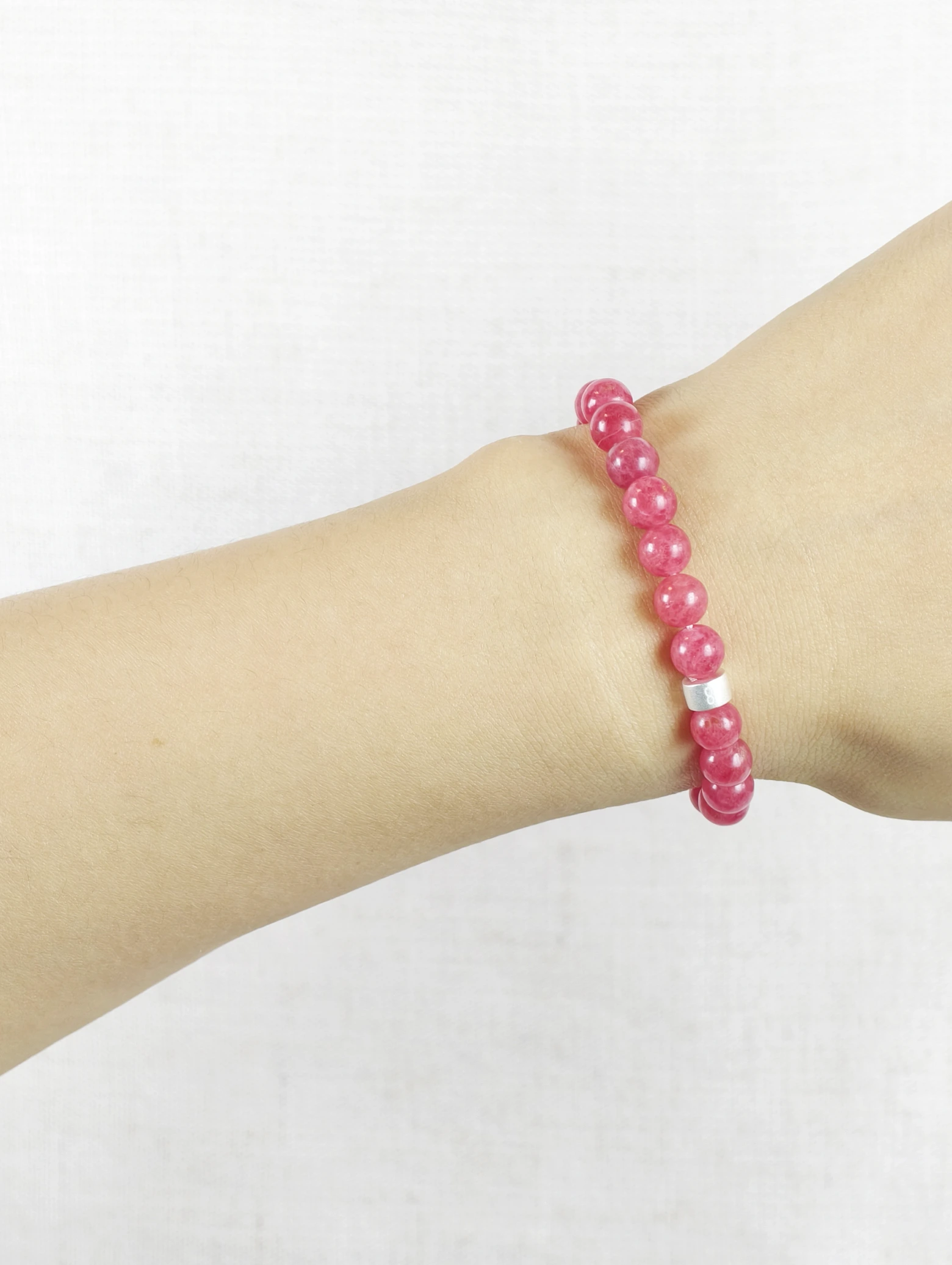 Bracelet Rhodonite avec Tubes en Argent 925