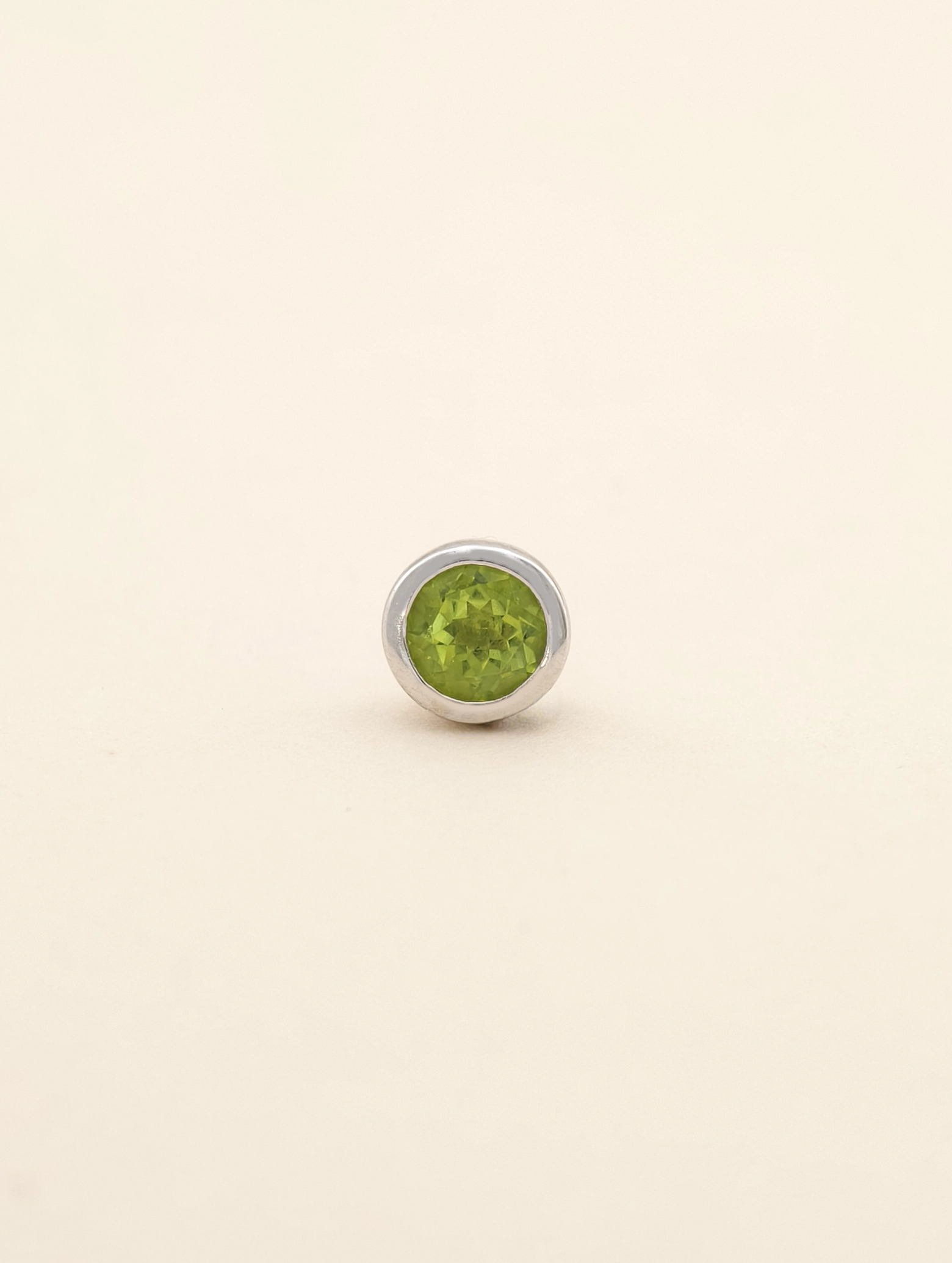 Natural Peridot Bezel Set Solitaire S925 Stud Earrings