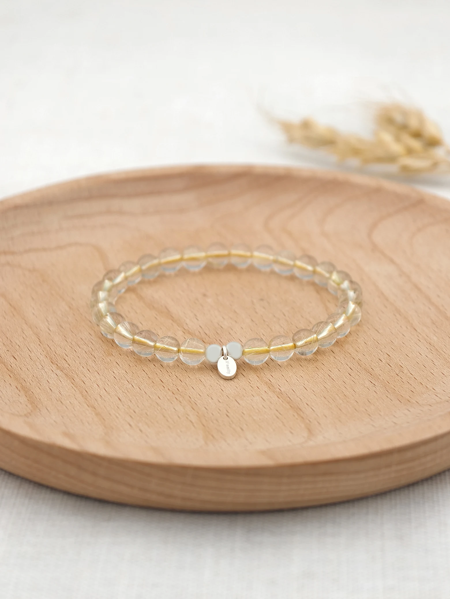 Gold Rutilated Quartz 925 Sterling Silver Energy Bracelet