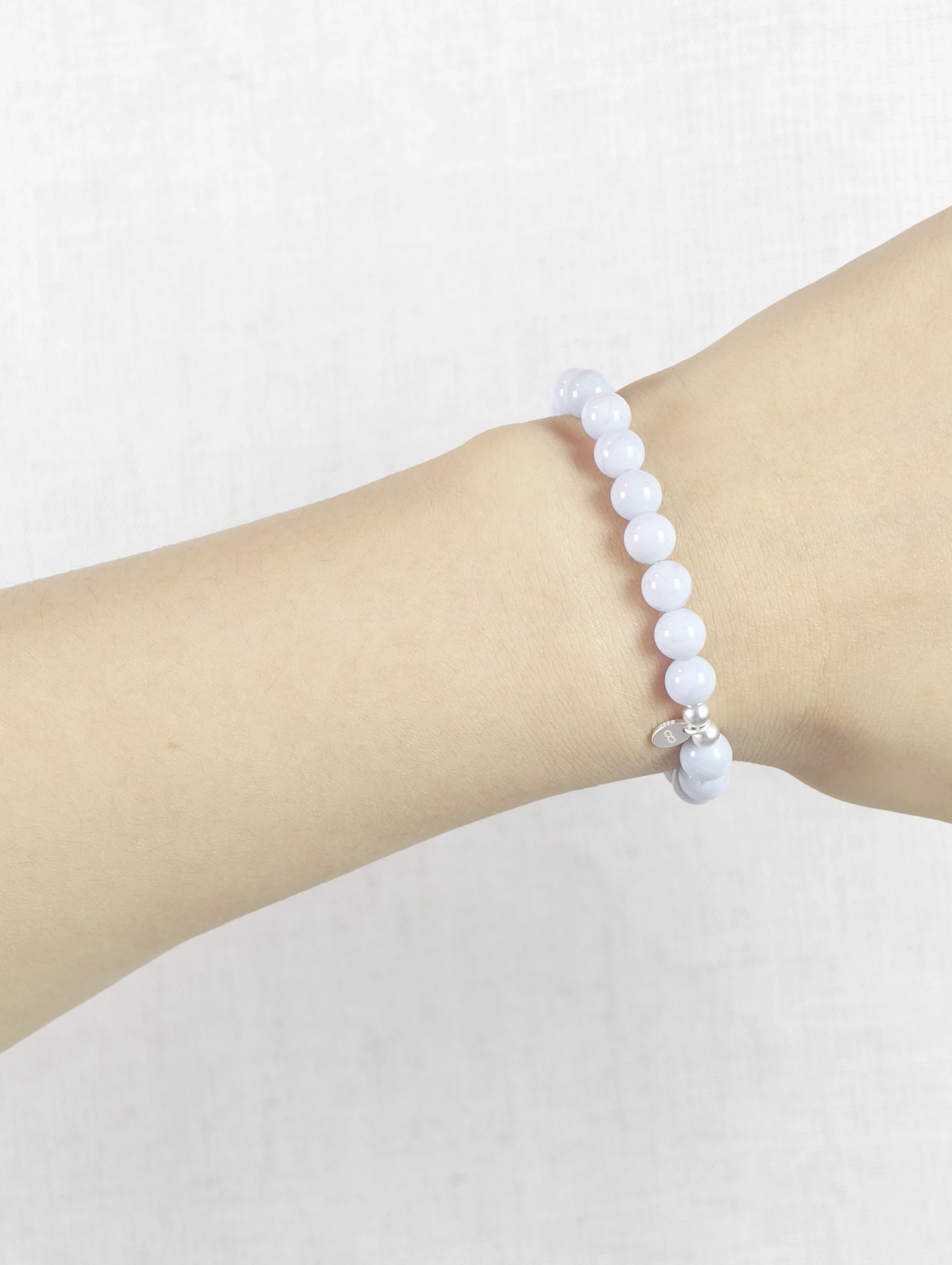 Bracelet en Agate Dentelle Bleue et Argent Sterling 925