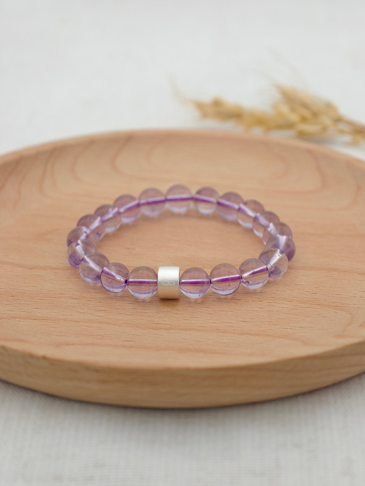 Bolivian Amethyst Energy Bracelet with 925 Silver Tubes