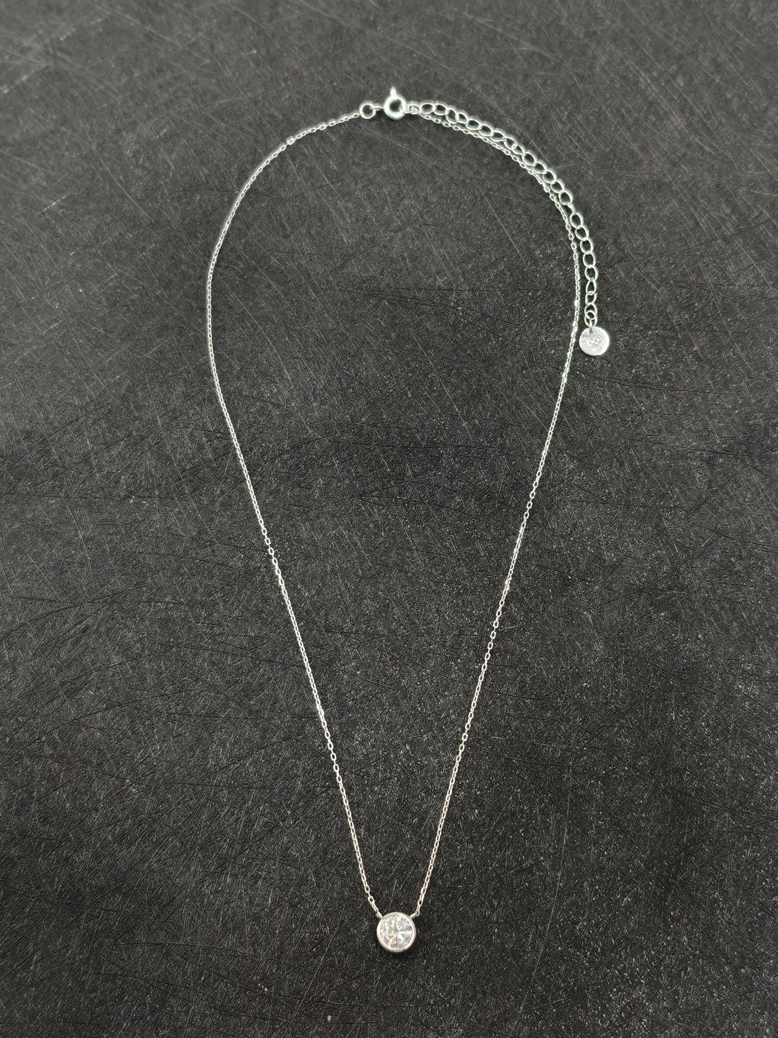 Collar Colgante Solitario Moissanita Engaste Bisel Plata 925