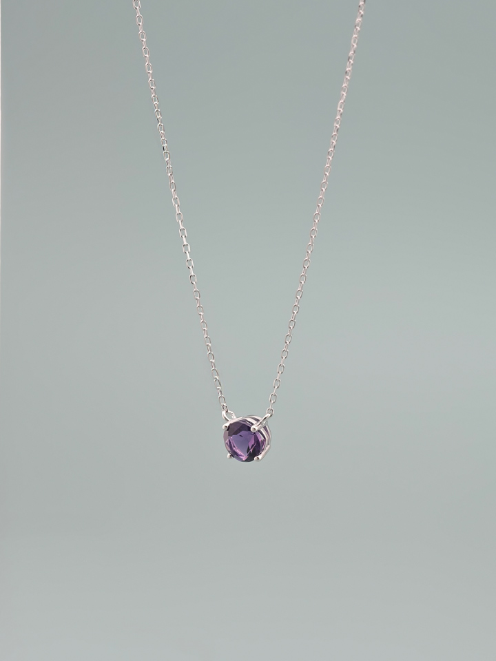 Collar Colgante Solitario Amatista Natural 4 Garras Plata 925