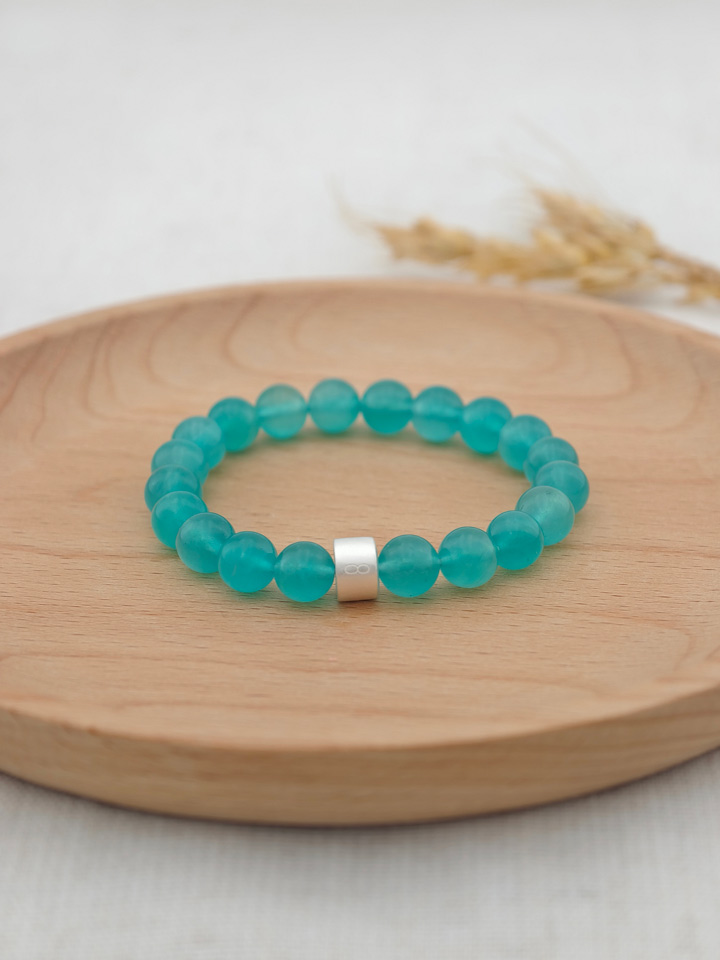 Bracelet Amazonite avec Tubes en Argent 925