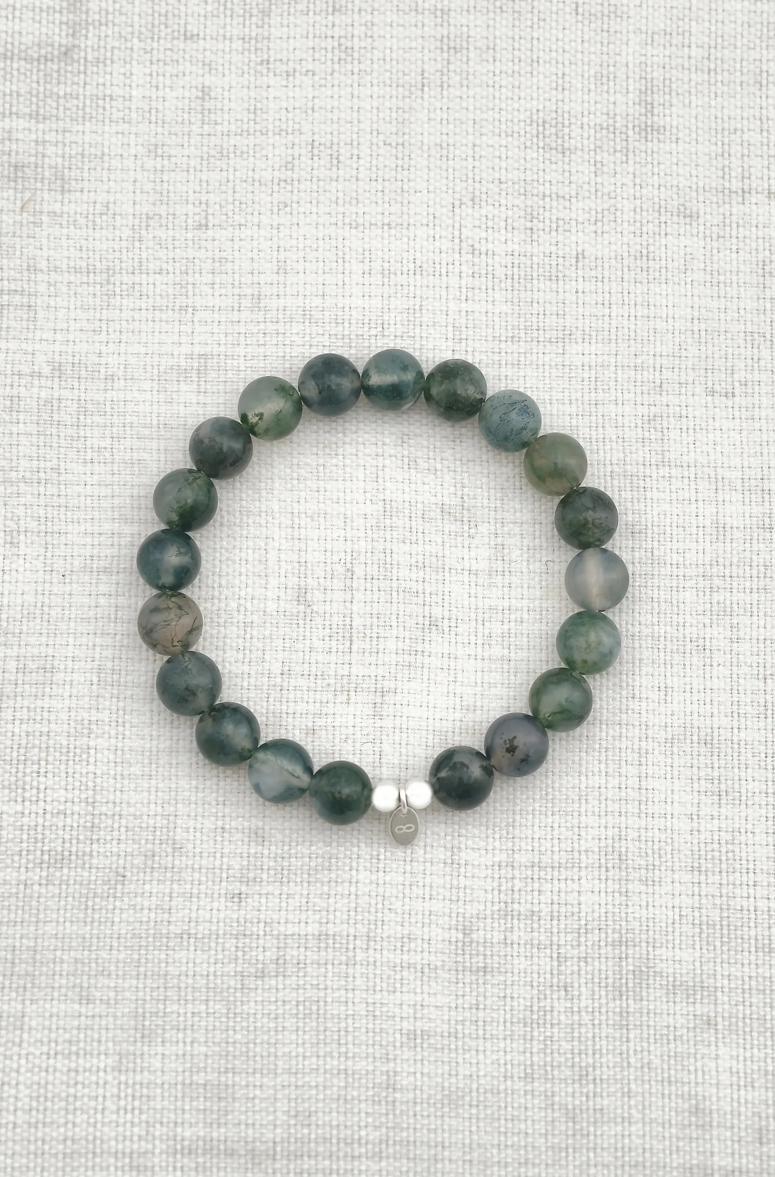 Moss Agate 925 Sterling Silver Energy Bracelet