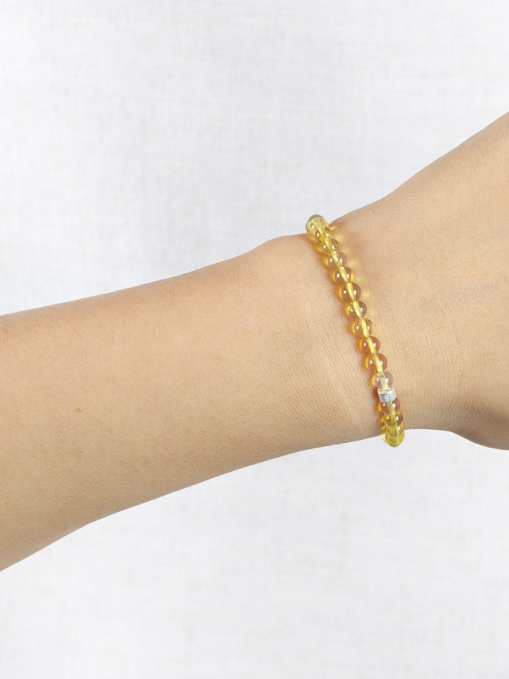 Dominican Blue Amber Energy Bracelet with 925 Silver Tubes