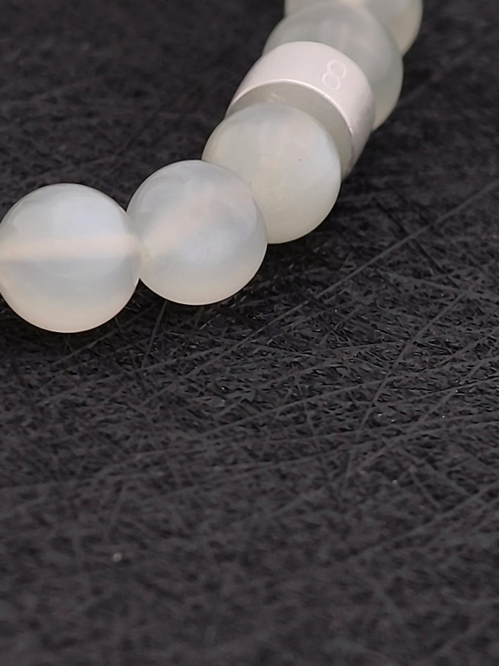 Pulsera de Piedra Luna Arcoíris con Destello Blanco y Tubos de Plata 925
