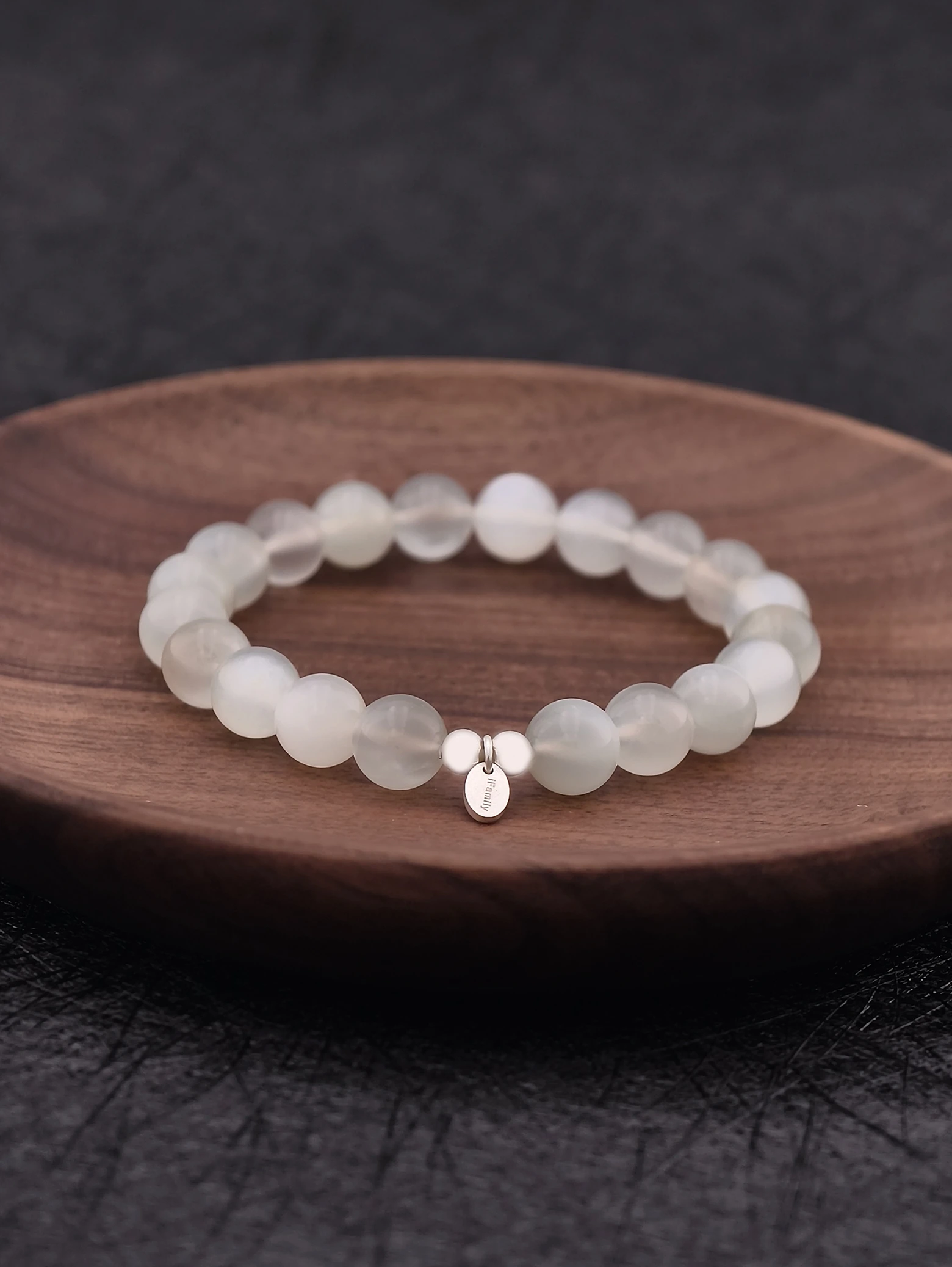 Bracelet en Pierre de Lune Arc-en-Ciel à Éclat Blanc et Argent Sterling 925
