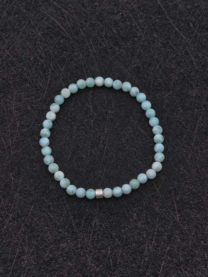 Larimar Energy Bracelet with 925 Silver Tubes