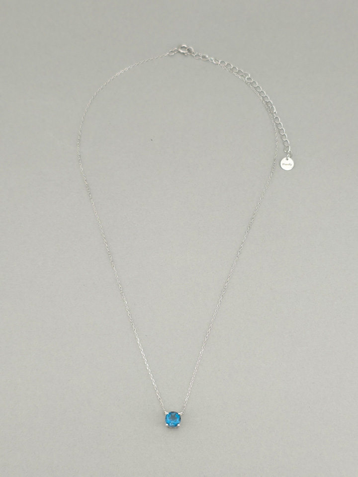 Natural London Blue Topaz 4-Prong Solitaire Pendant Necklace S925