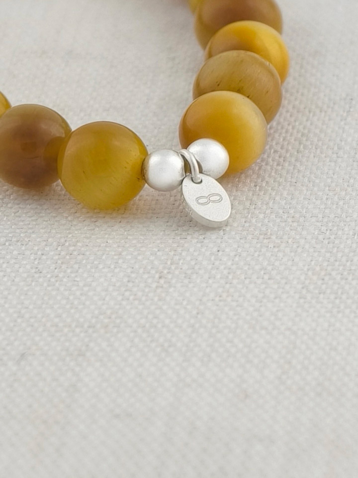 Rich Golden Tiger's Eye 925 Sterling Silver Energy Bracelet