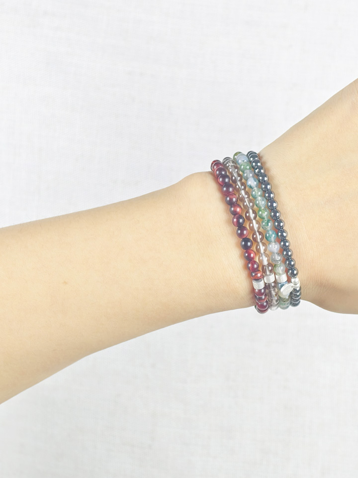 Earthy Grounding Gemstone & 925 Silver Bracelet Stack