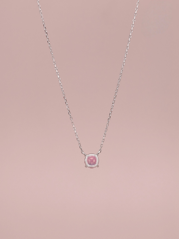 Collar Colgante Solitario Topacio Rosa Natural 4 Garras Plata 925