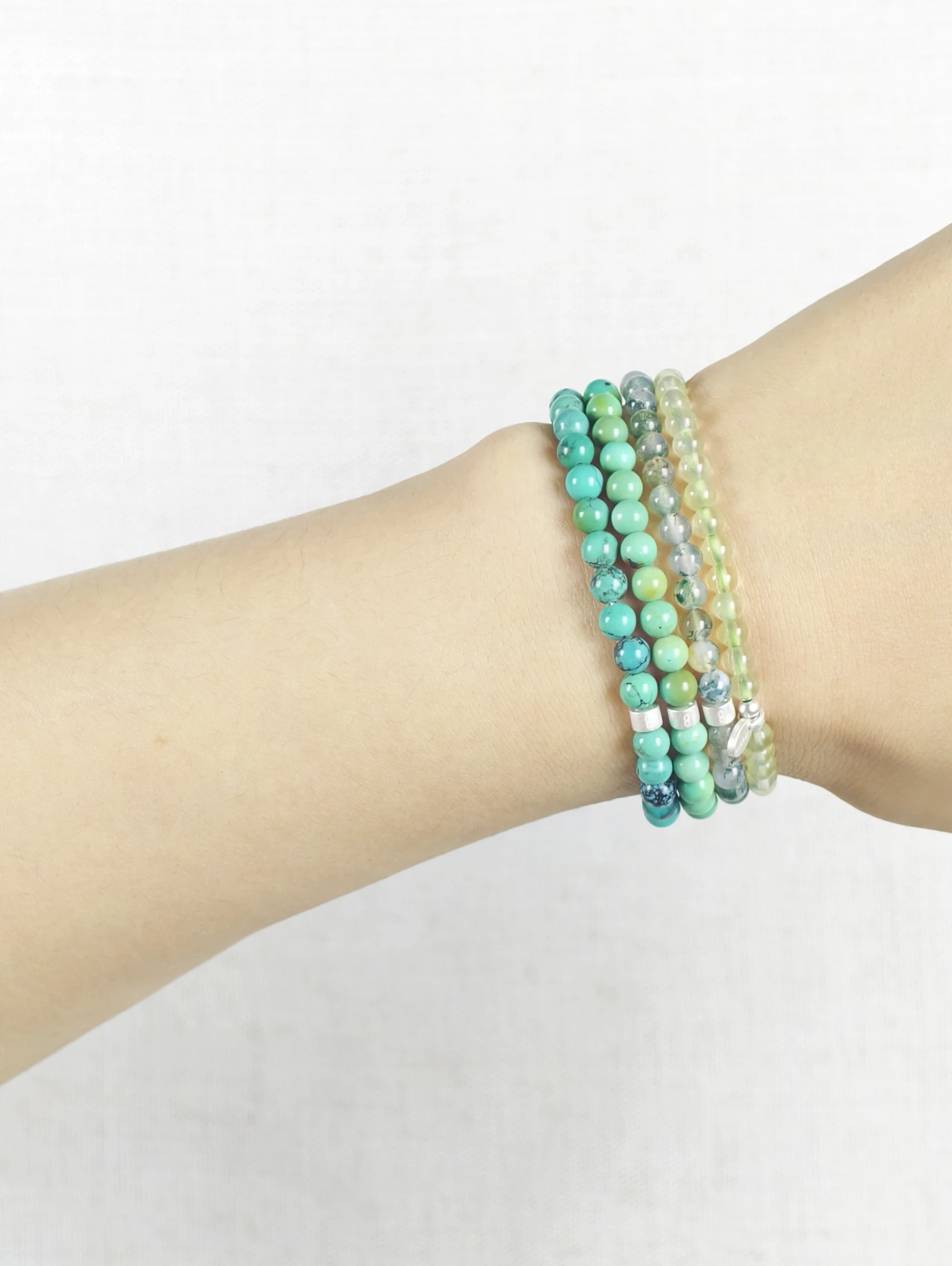 Tropical Refresh Gemstone & 925 Silver Bracelet Stack