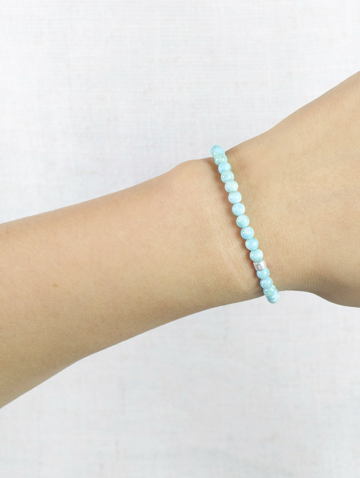 Larimar Energy Bracelet with 925 Silver Tubes