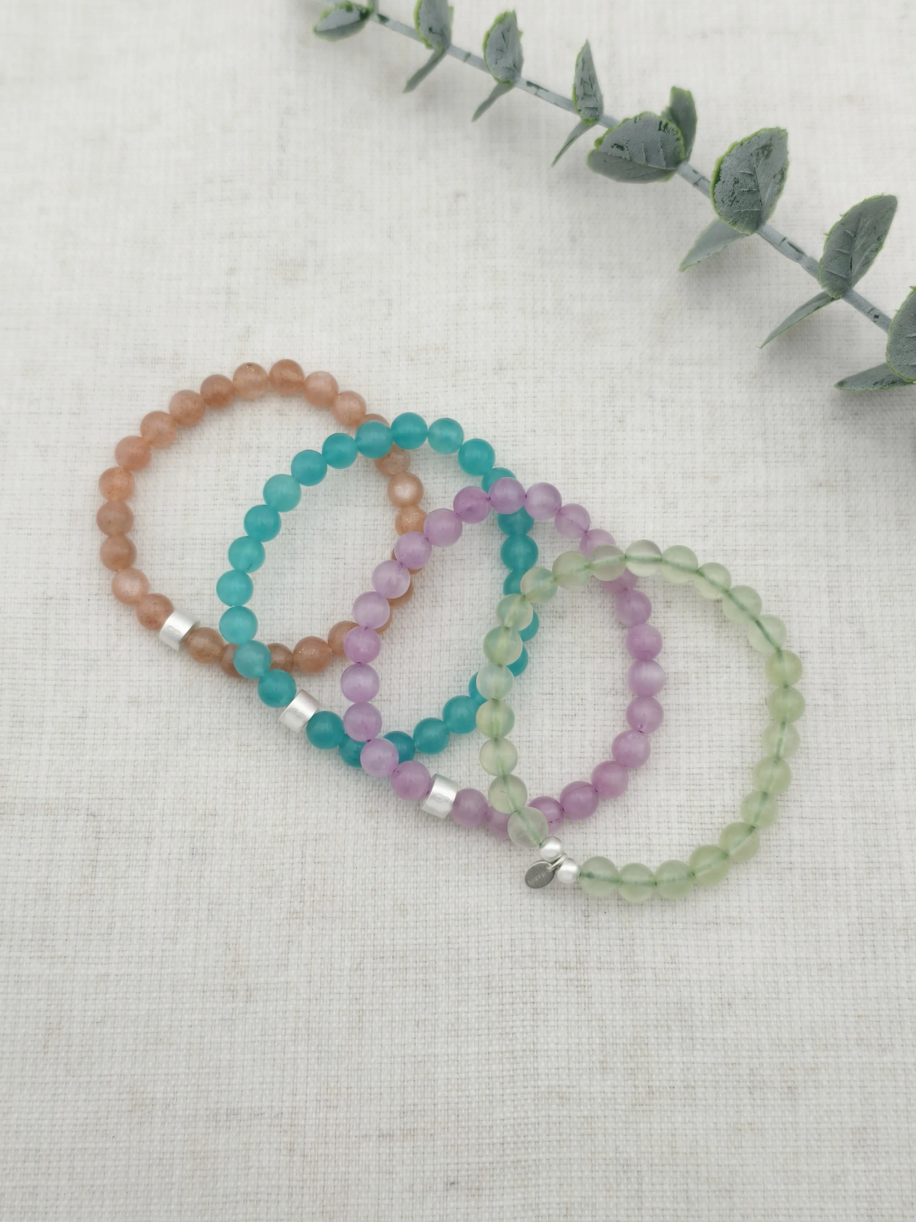 Creative Spark Gemstone & 925 Silver Bracelet Stack