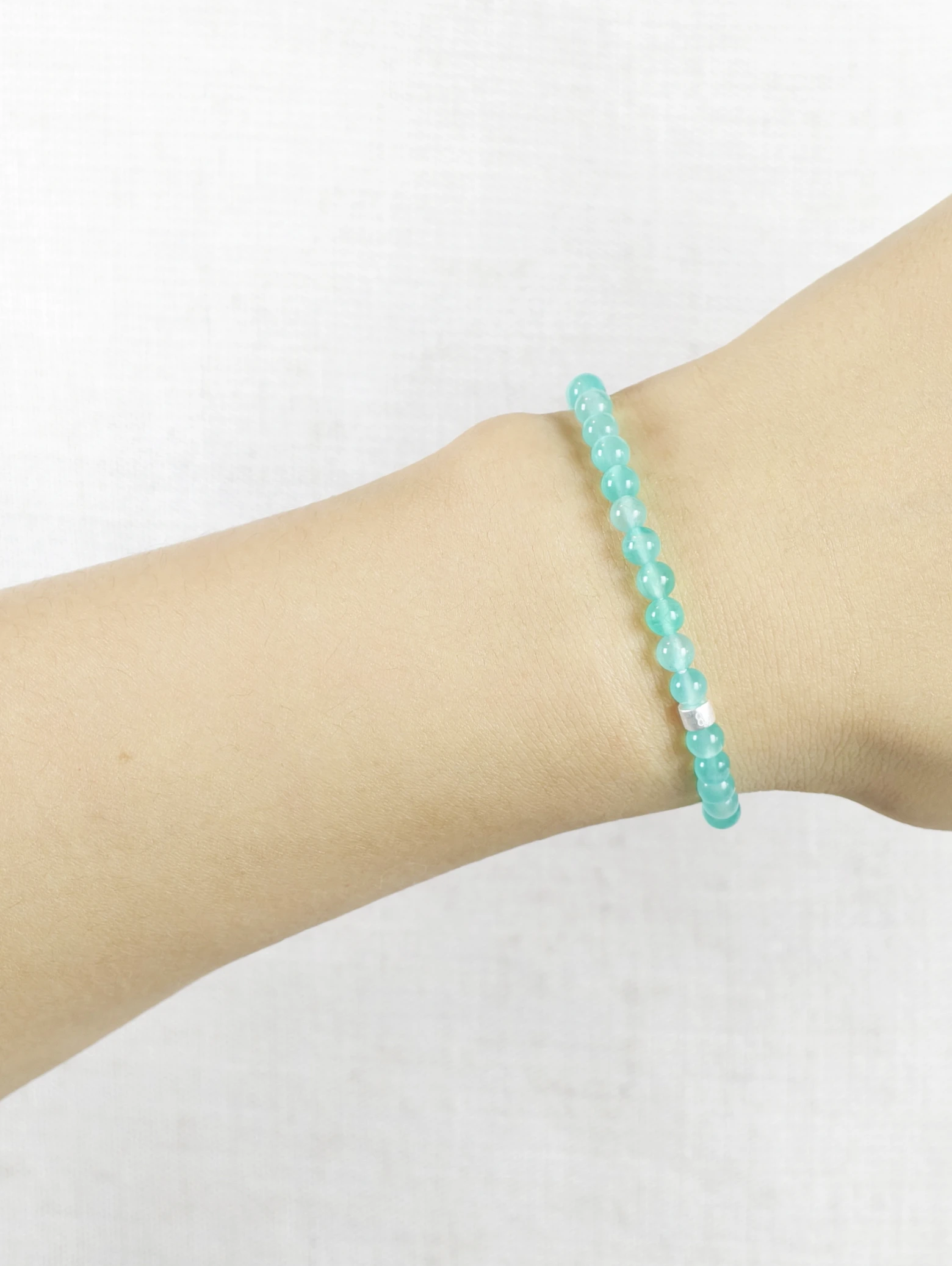 Bracelet Amazonite avec Tubes en Argent 925
