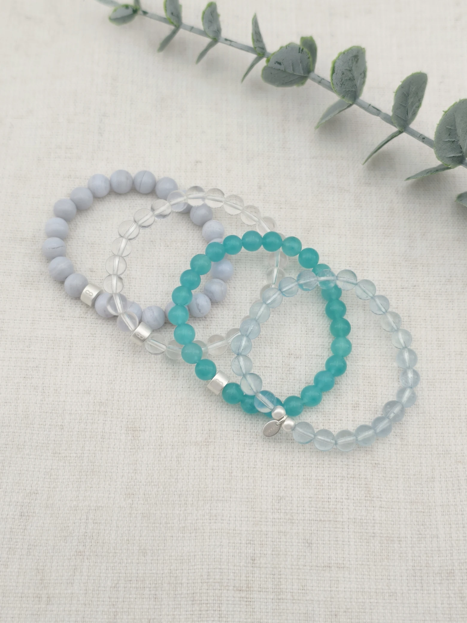 Clarity of Mind Gemstone & 925 Silver Bracelet Stack