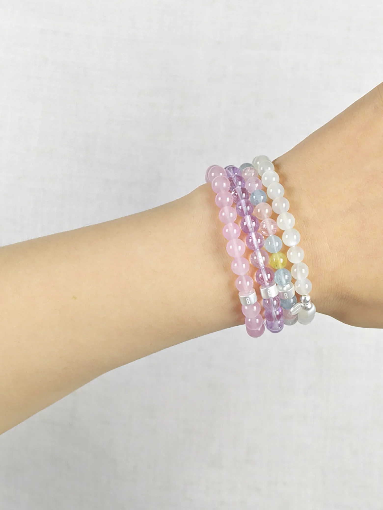 Love & Calm Gemstone & 925 Silver Bracelet Stack