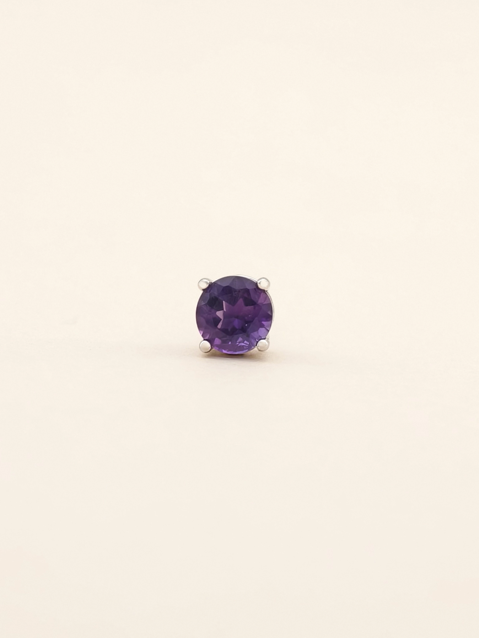 Natural Amethyst 4-Prong Solitaire S925 Stud Earrings