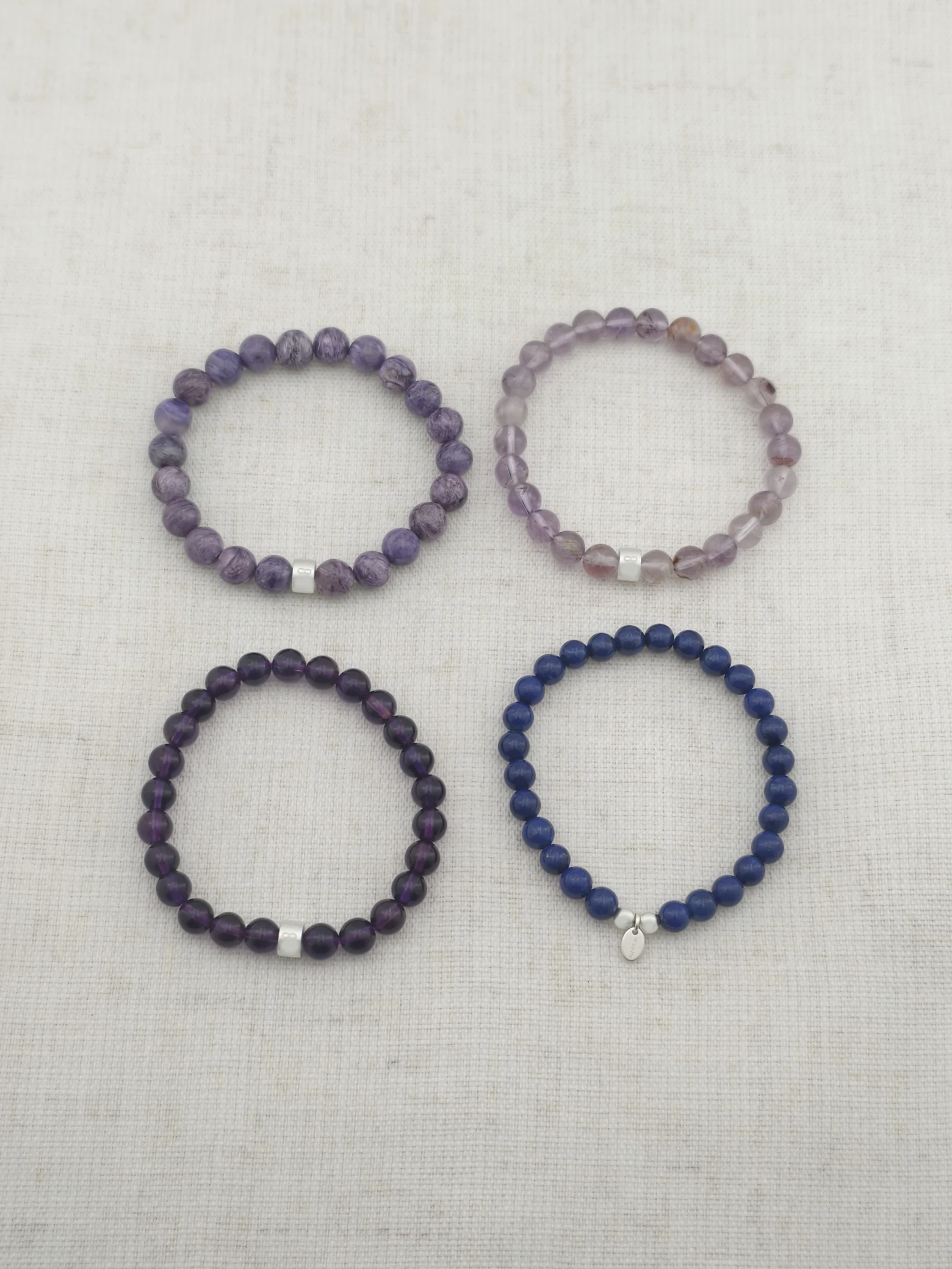 Deep Insight Gemstone & 925 Silver Bracelet Stack