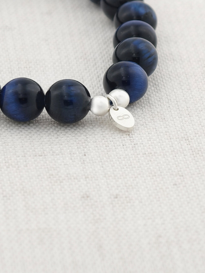Blue Tiger's Eye 925 Sterling Silver Energy Bracelet