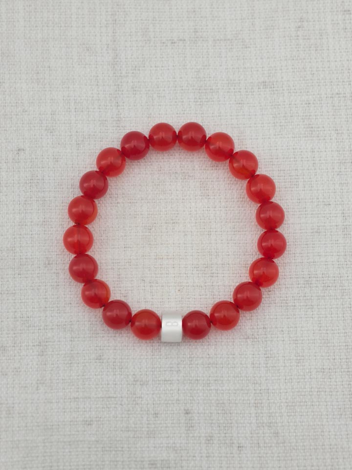 Premium Achat-Karneol-Armband mit 925er Silber Röhrchen