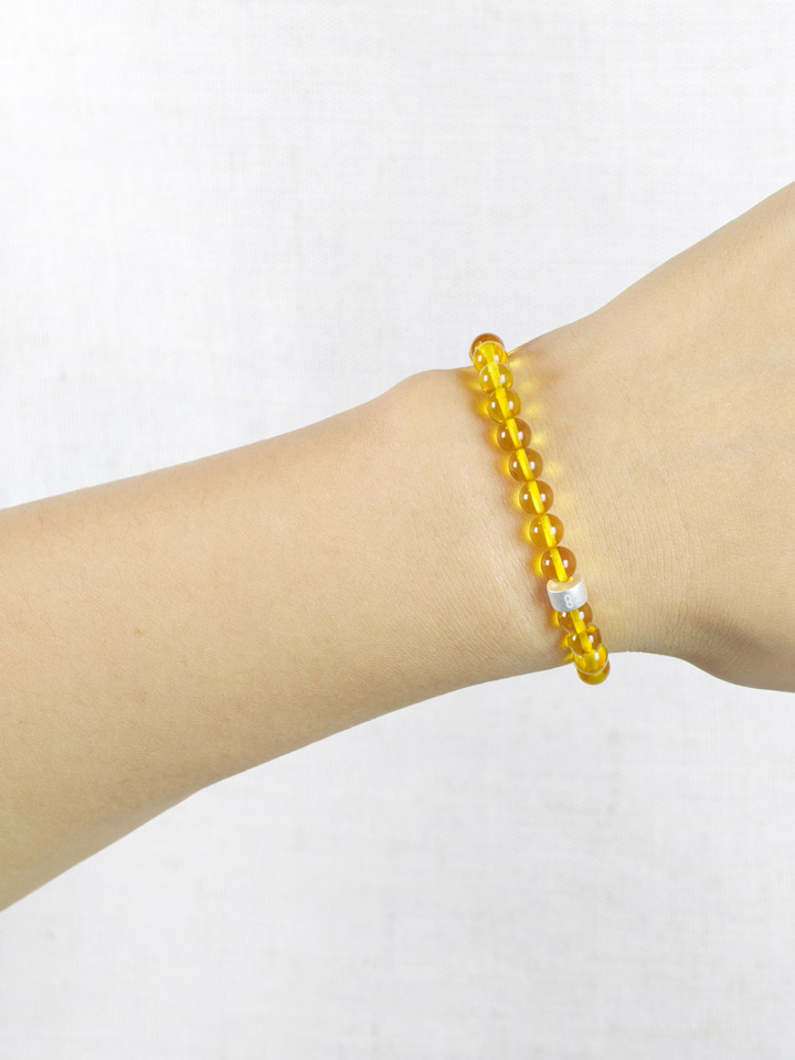 Golden Amber Energy Bracelet with 925 Silver Tubes