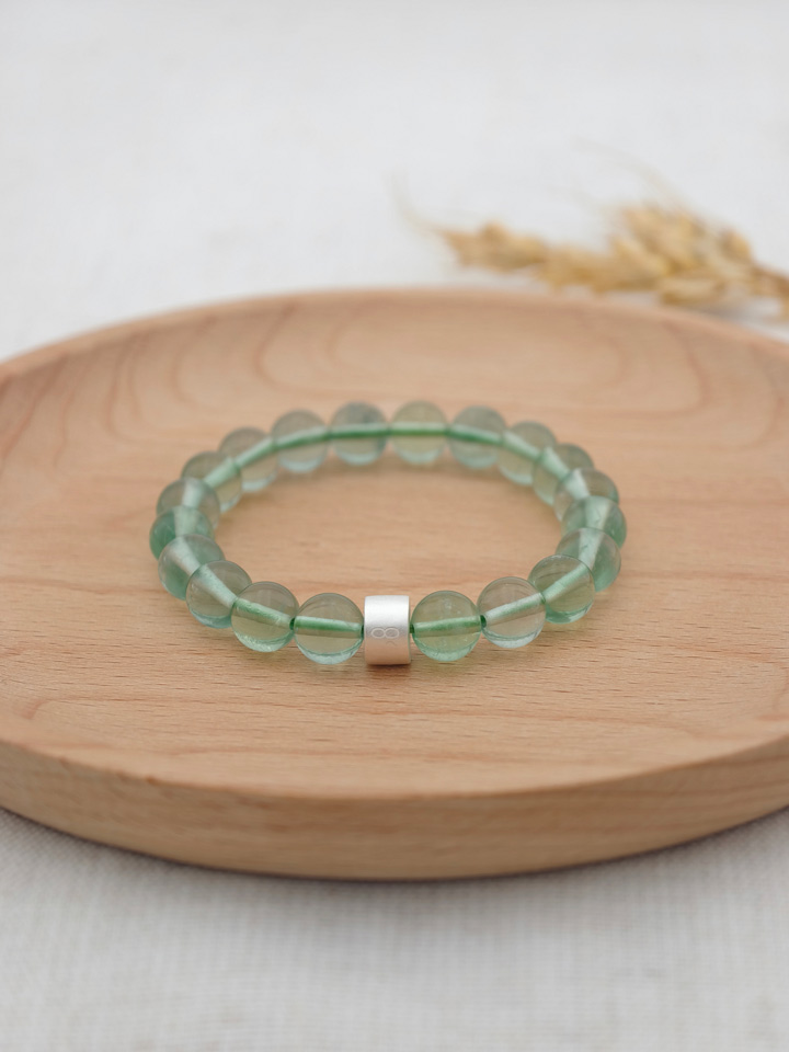 Pulsera de Fluorita Verde con Tubos de Plata 925