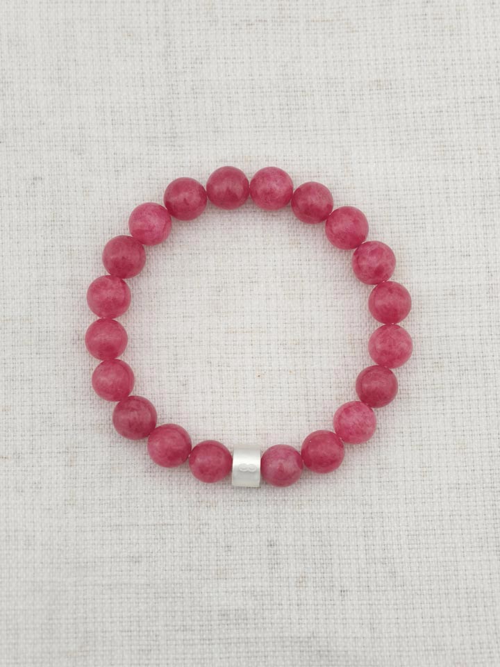 Bracelet Rhodonite avec Tubes en Argent 925