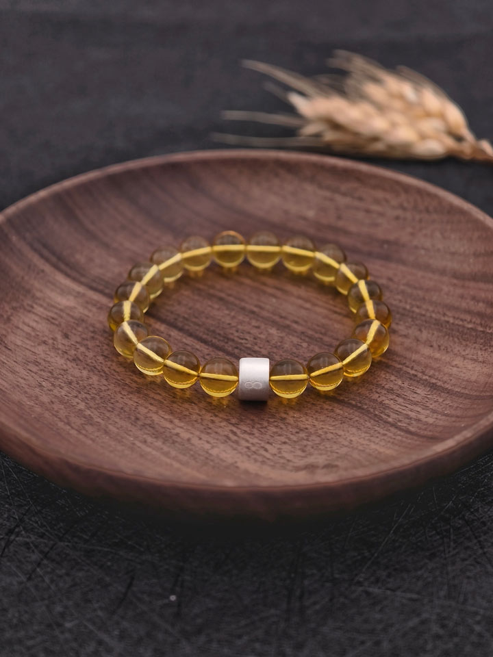 Dominican Blue Amber Energy Bracelet with 925 Silver Tubes