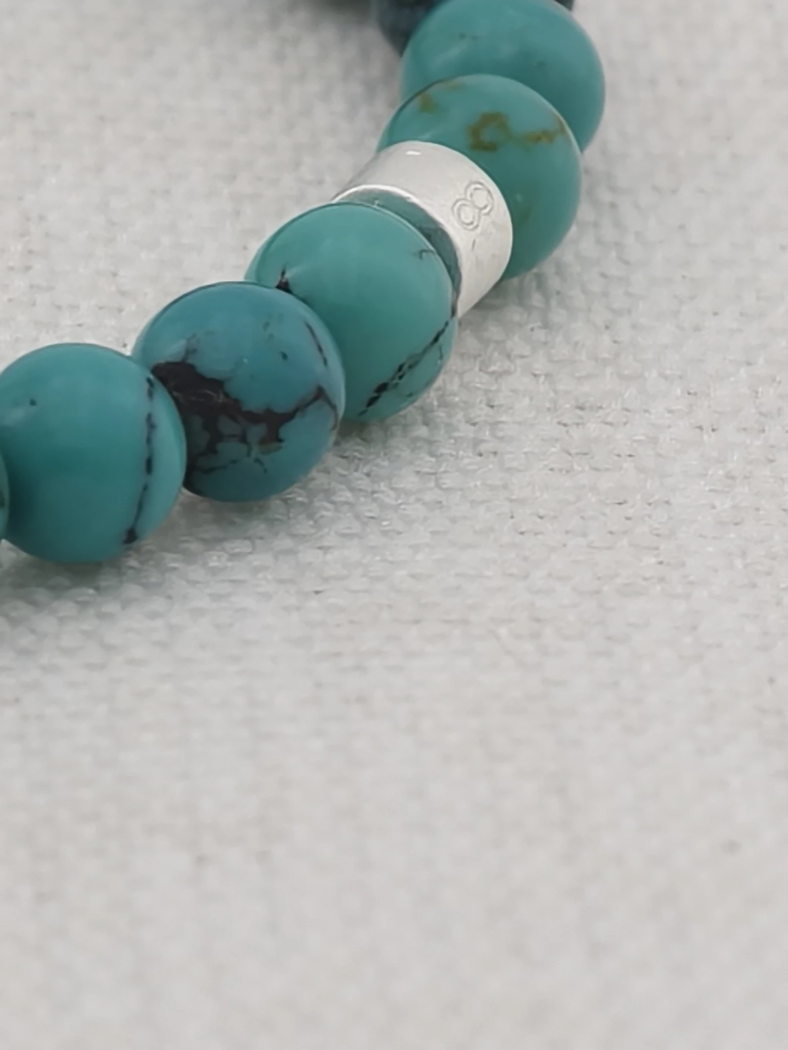 Bracelet Turquoise Toile d'Araignée avec Tubes en Argent 925