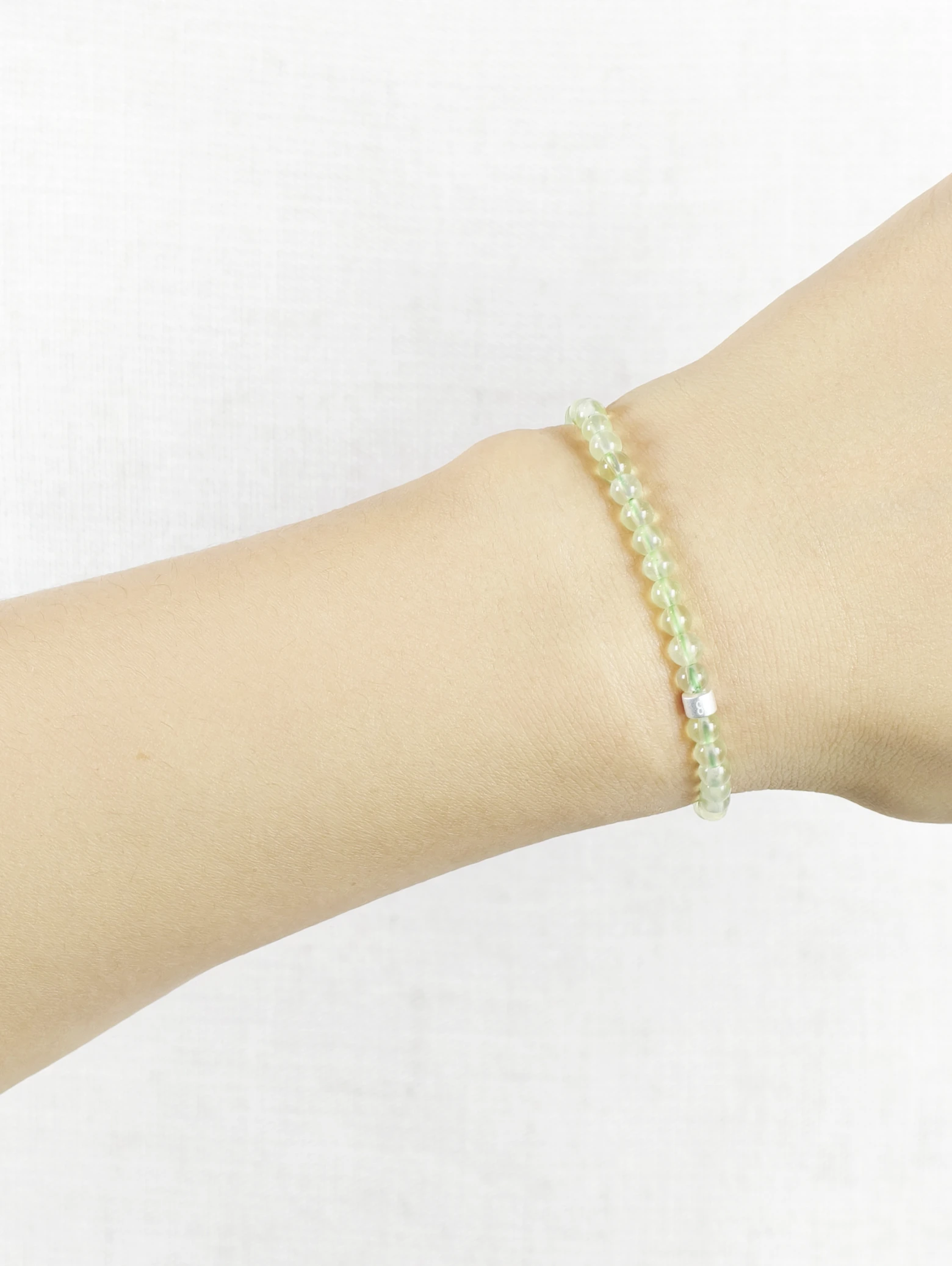 Prähenit-Armband mit 925er Silber Röhrchen