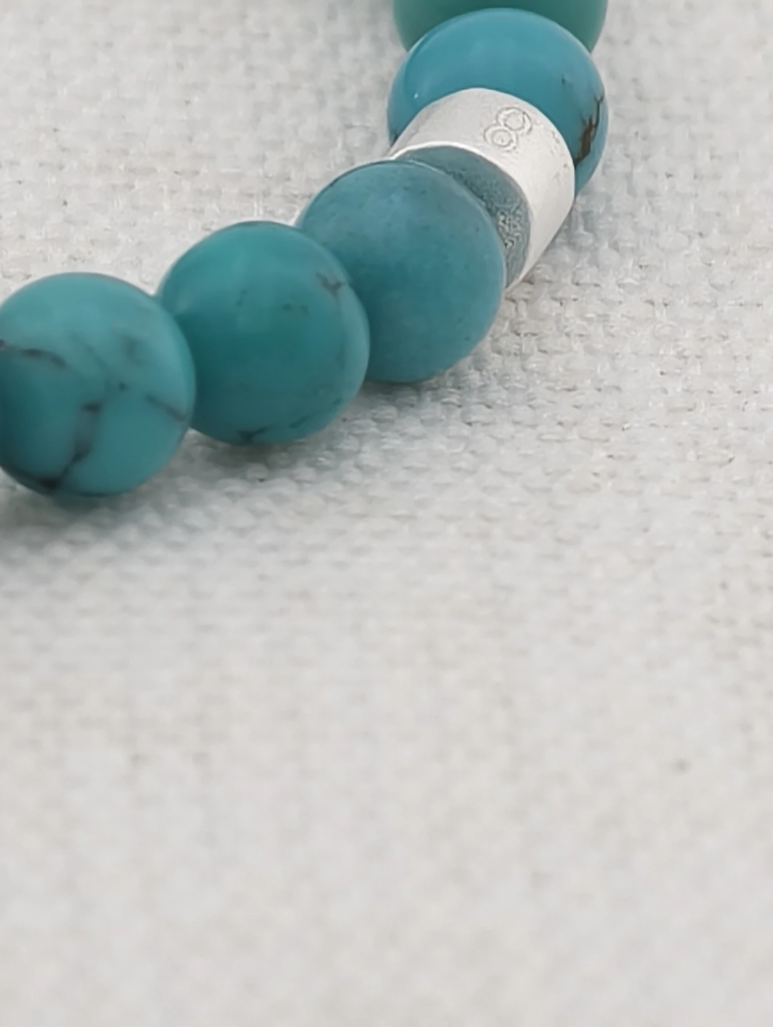 Premium Blue Turquoise Energy Bracelet with 925 Silver Tubes