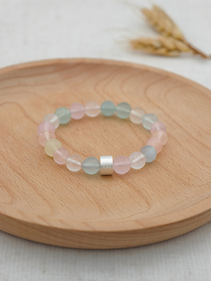 Morganite Energy Bracelet with 925 Silver Tubes