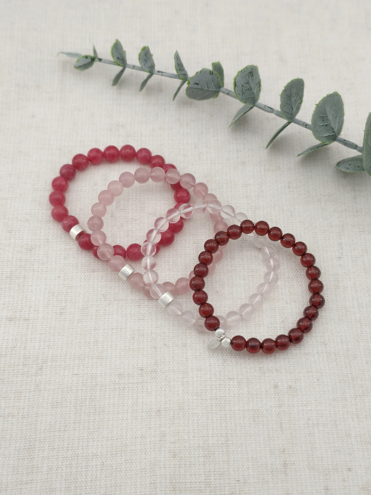 Sprache der Liebe Edelstein Armband-Set mit 925 Silber